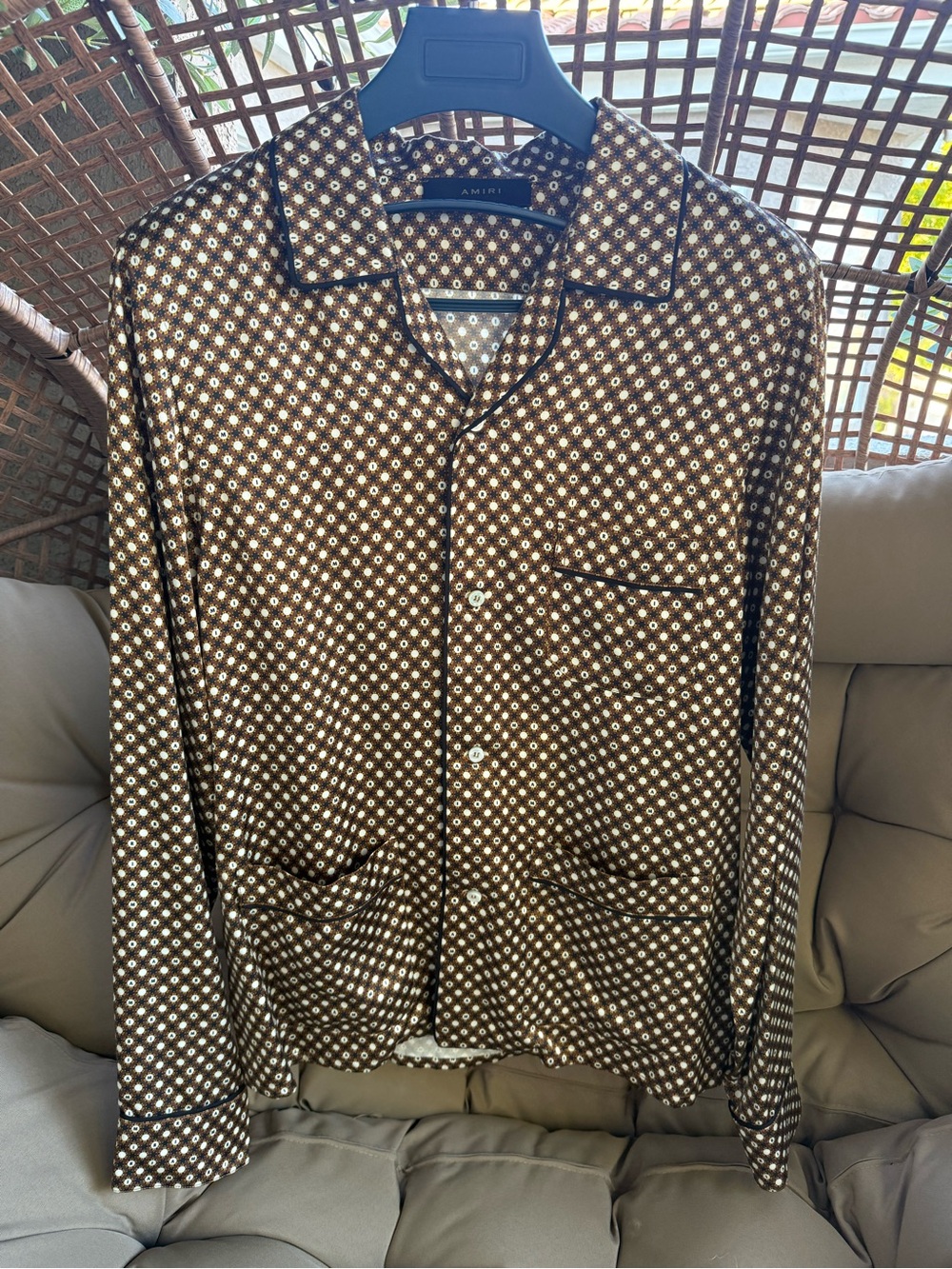 AMIRI Brown Geometric-Print Button-Front Shirt